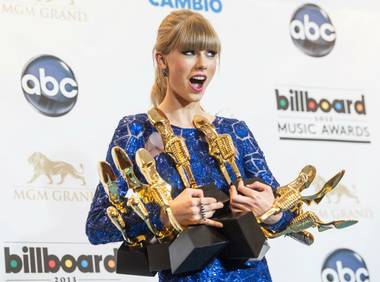 Taylor Swift backstage at the 2013 Billboard Music Awards at MGM Grand Garden Arena on Sunday, May 19, 2013. Swift won eight awards.